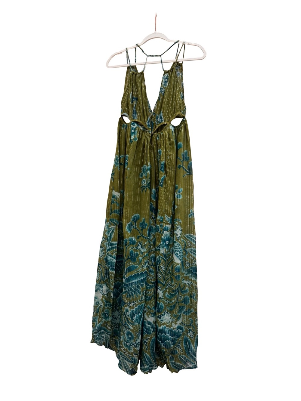 Anthropologie Green Floral Halter Maxi Dress - Picture 3 of 16